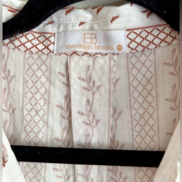 EVERLEIGH BROOKS Cream and Brown Patterned Front Criss Cross Tie Dress Sz M - Picture 5 of 8